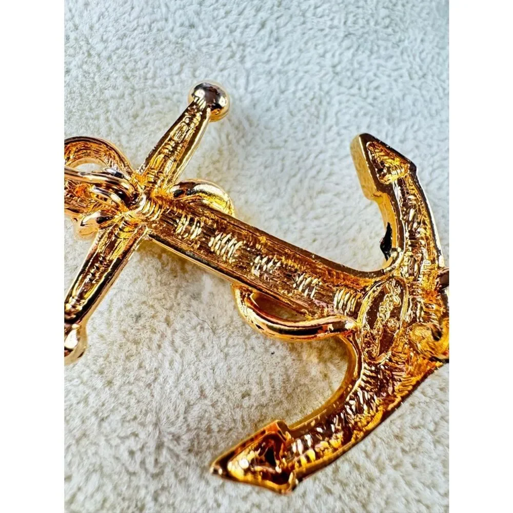 Dane Craft Yellow Enamel Anchor Pendant with Gold Tone Detail